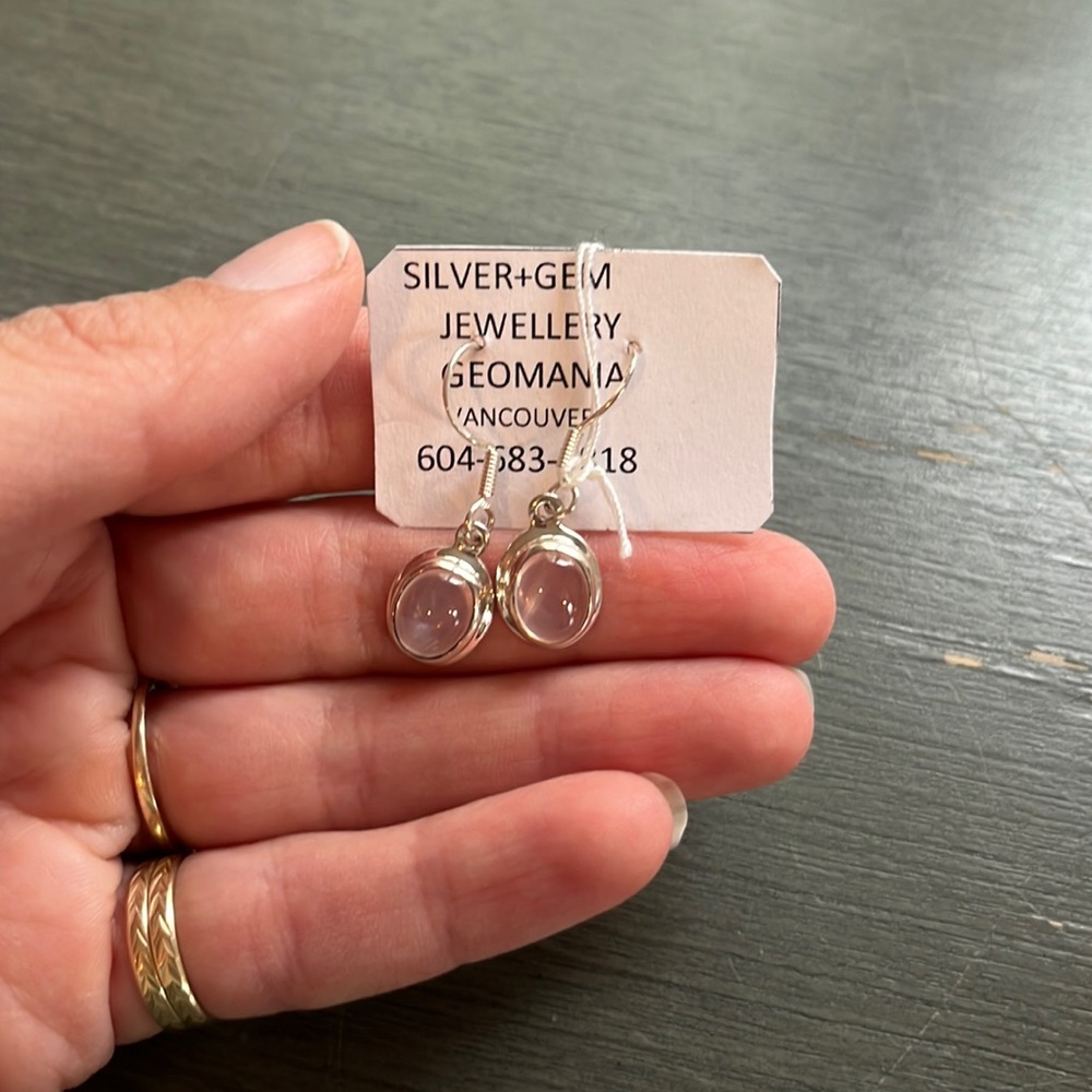 Beautiful rosé quartz and sterling silver earrings